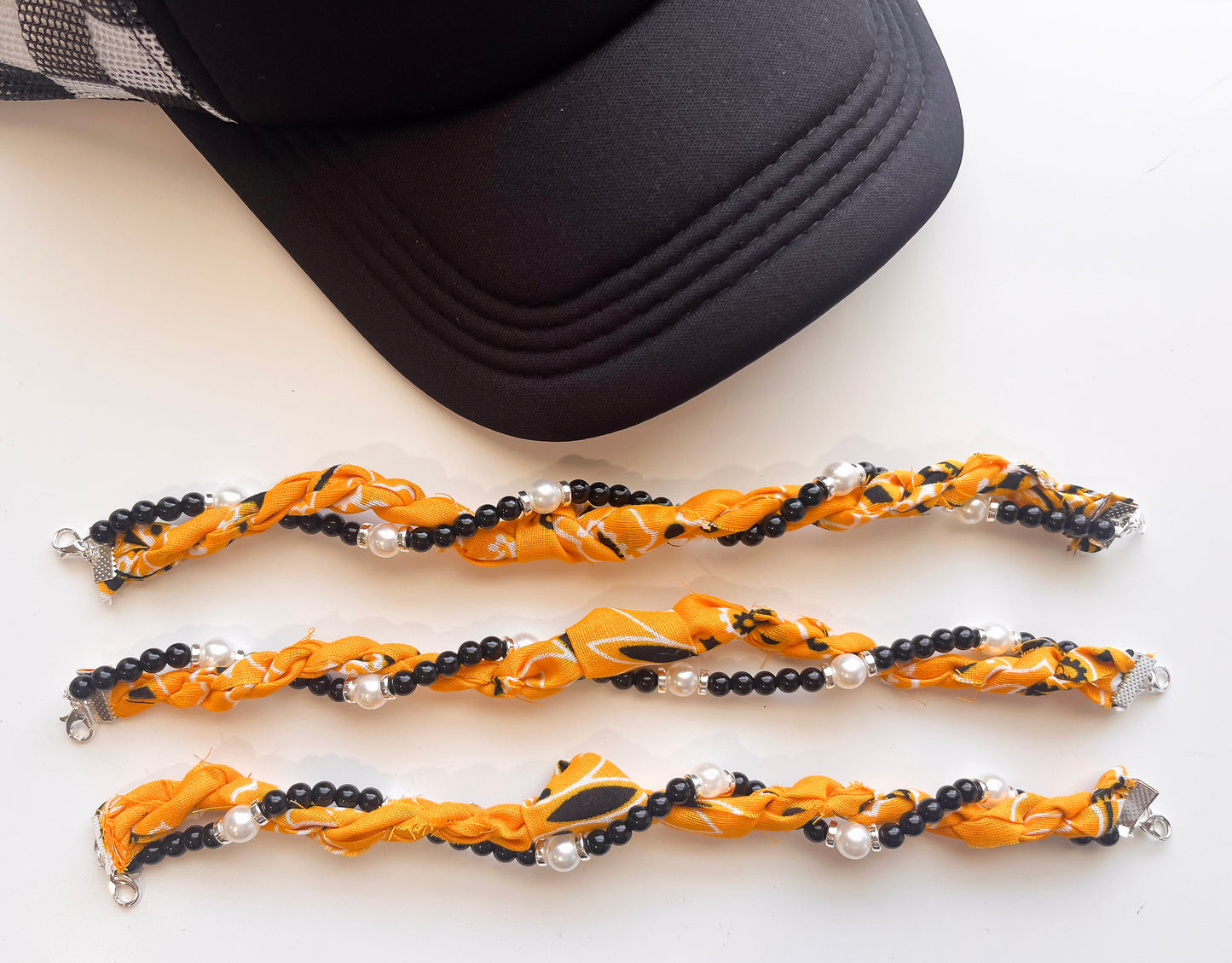 Golden Yellow Design Twist Bandana Trucker Hat Chain
