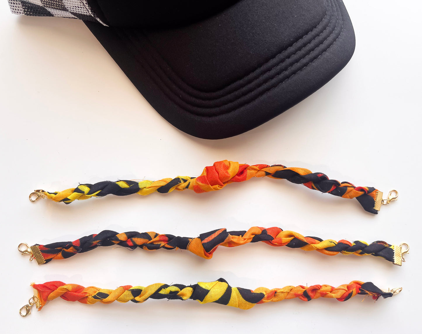Flames Twist Bandana Trucker Hat Chain