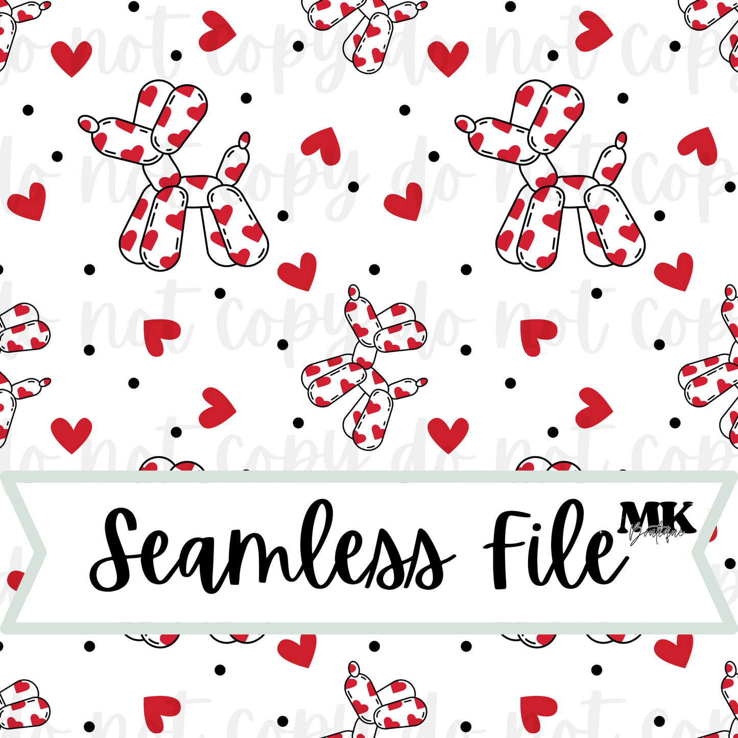 Valentine Ballon Dog Seamless File