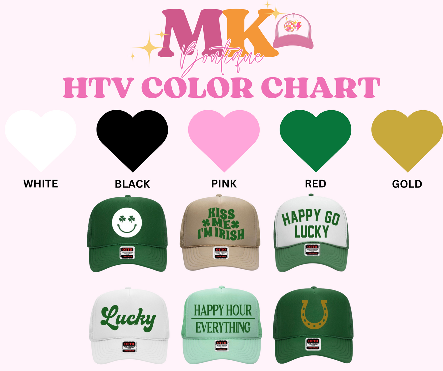 *REGULAR* ST.PATTY'S HTV FONT TRANSFERS FOR TRUCKER HAT - IRON ON