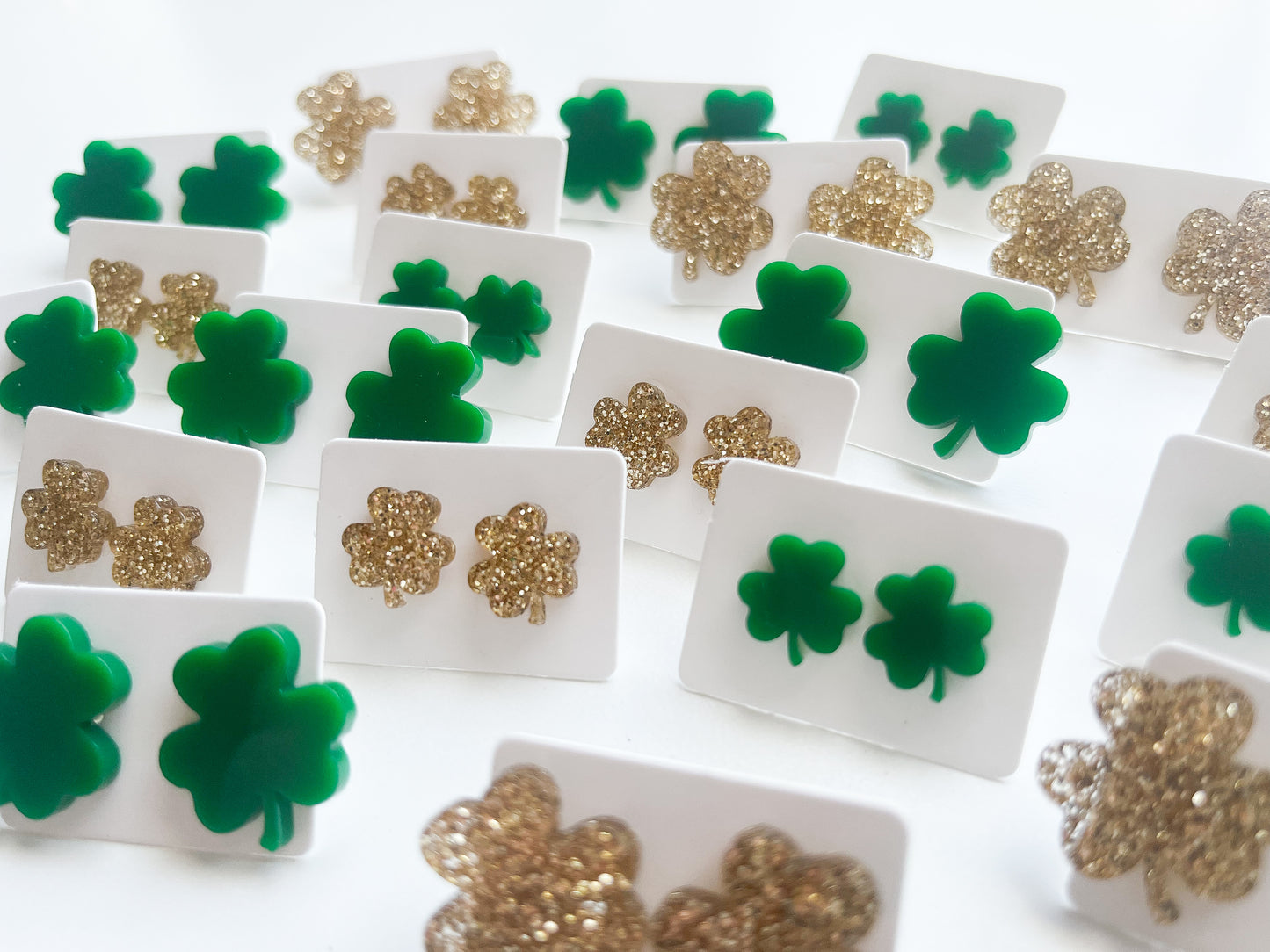Acrylic Shamrock Stud Earrings