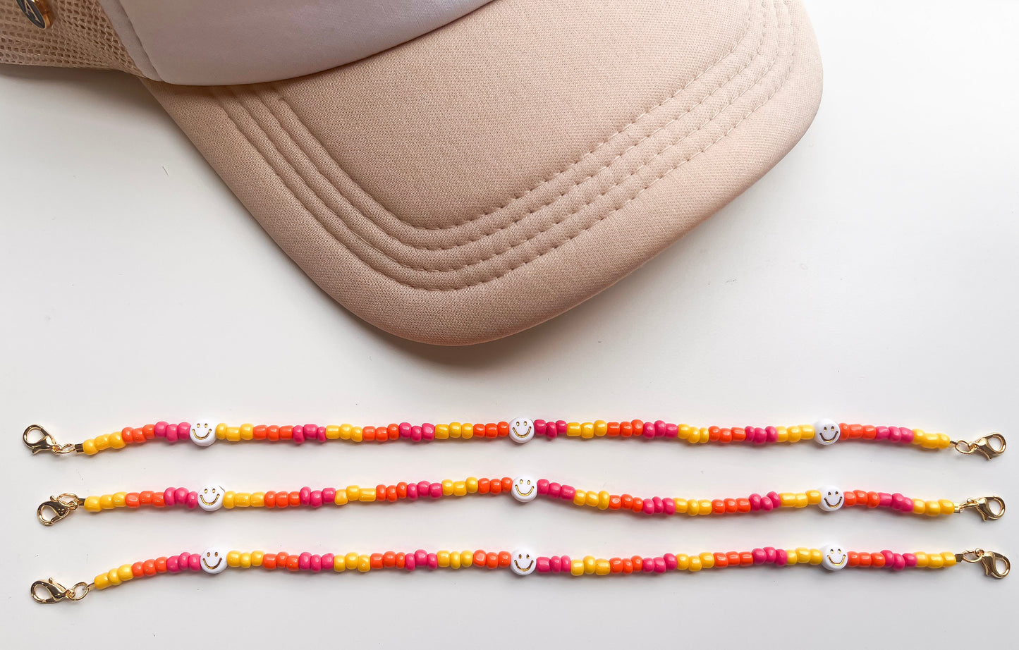Tropical Beaded/ Small Smiley Trucker Hat Chain