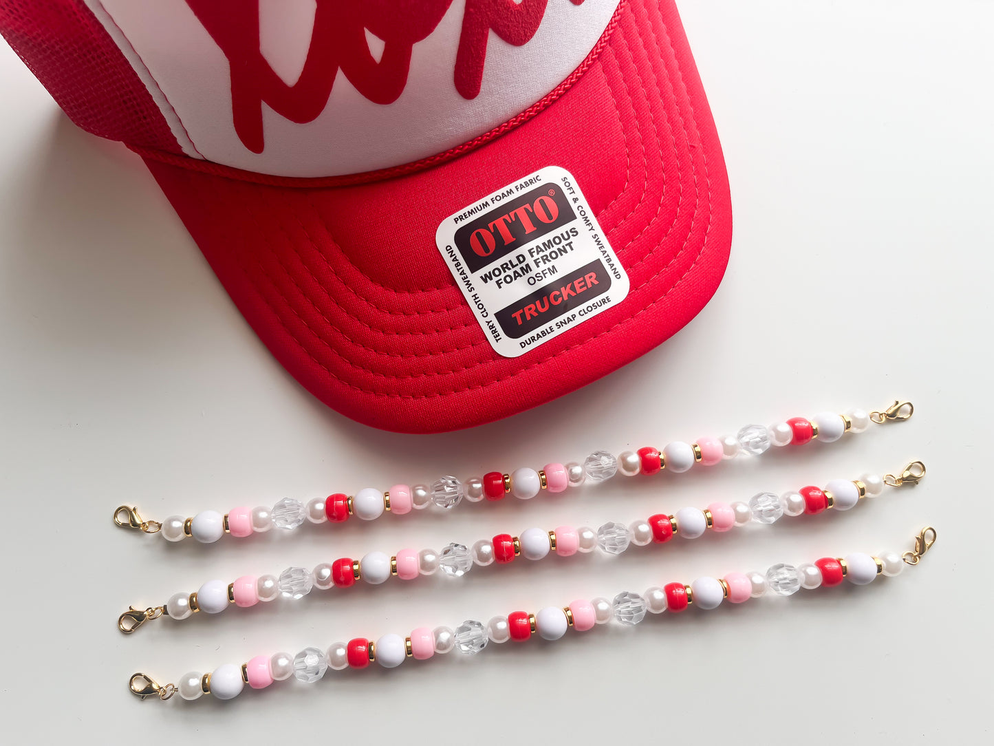Pink/ Red Valentines Trucker Hat Chain