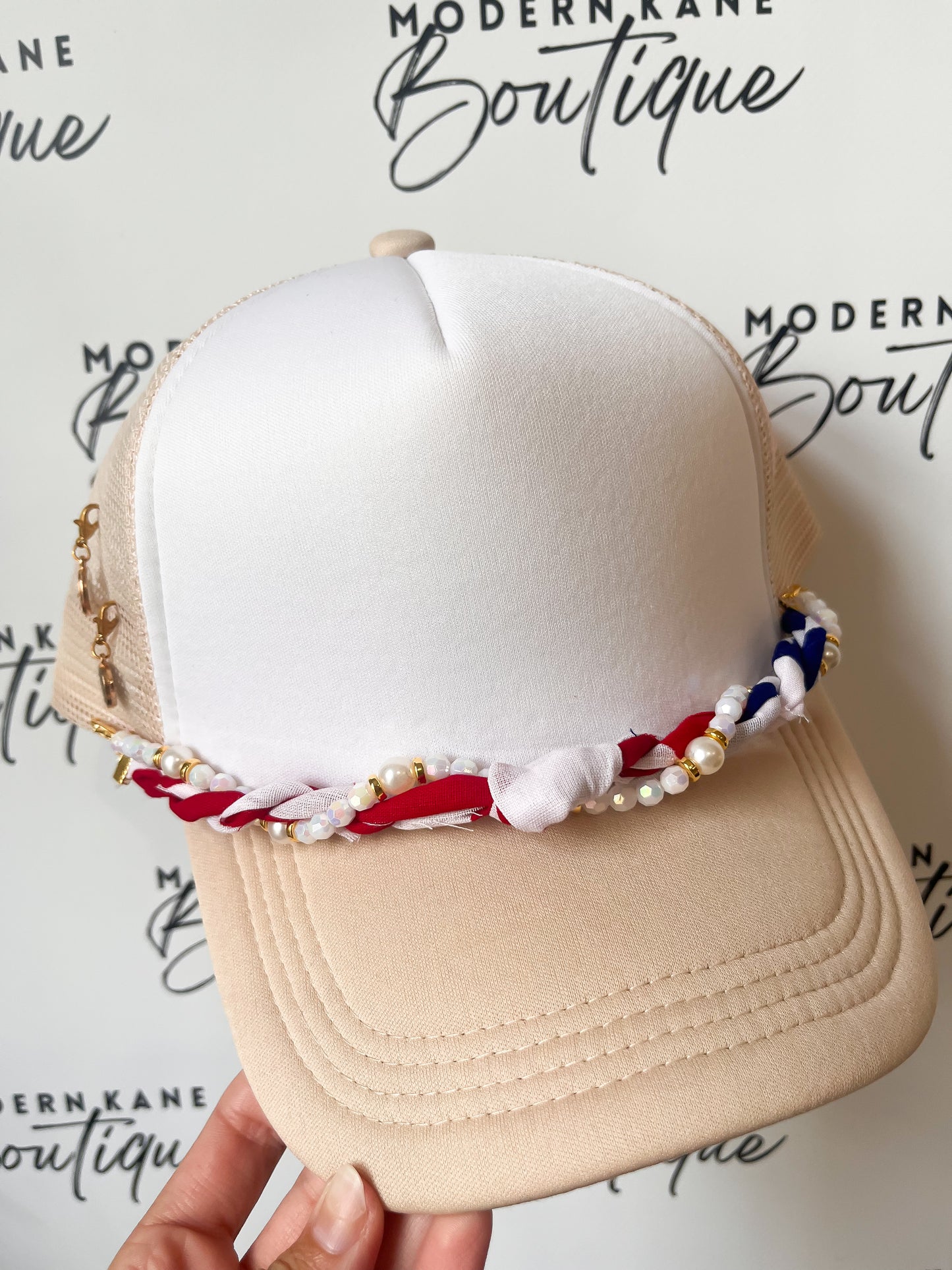 USA Flag Twist Bandana Trucker Hat Chain