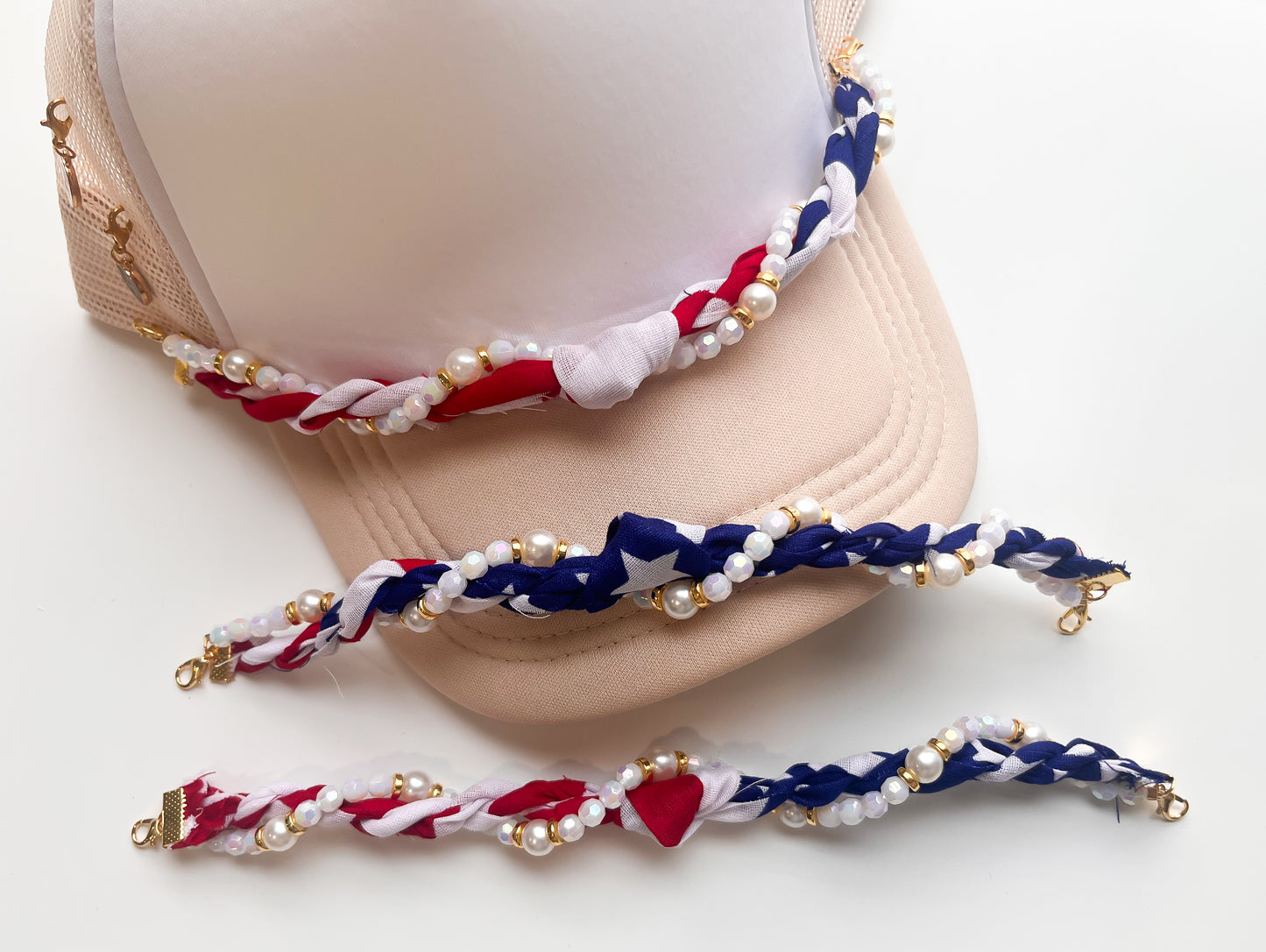USA Flag Twist Bandana Trucker Hat Chain