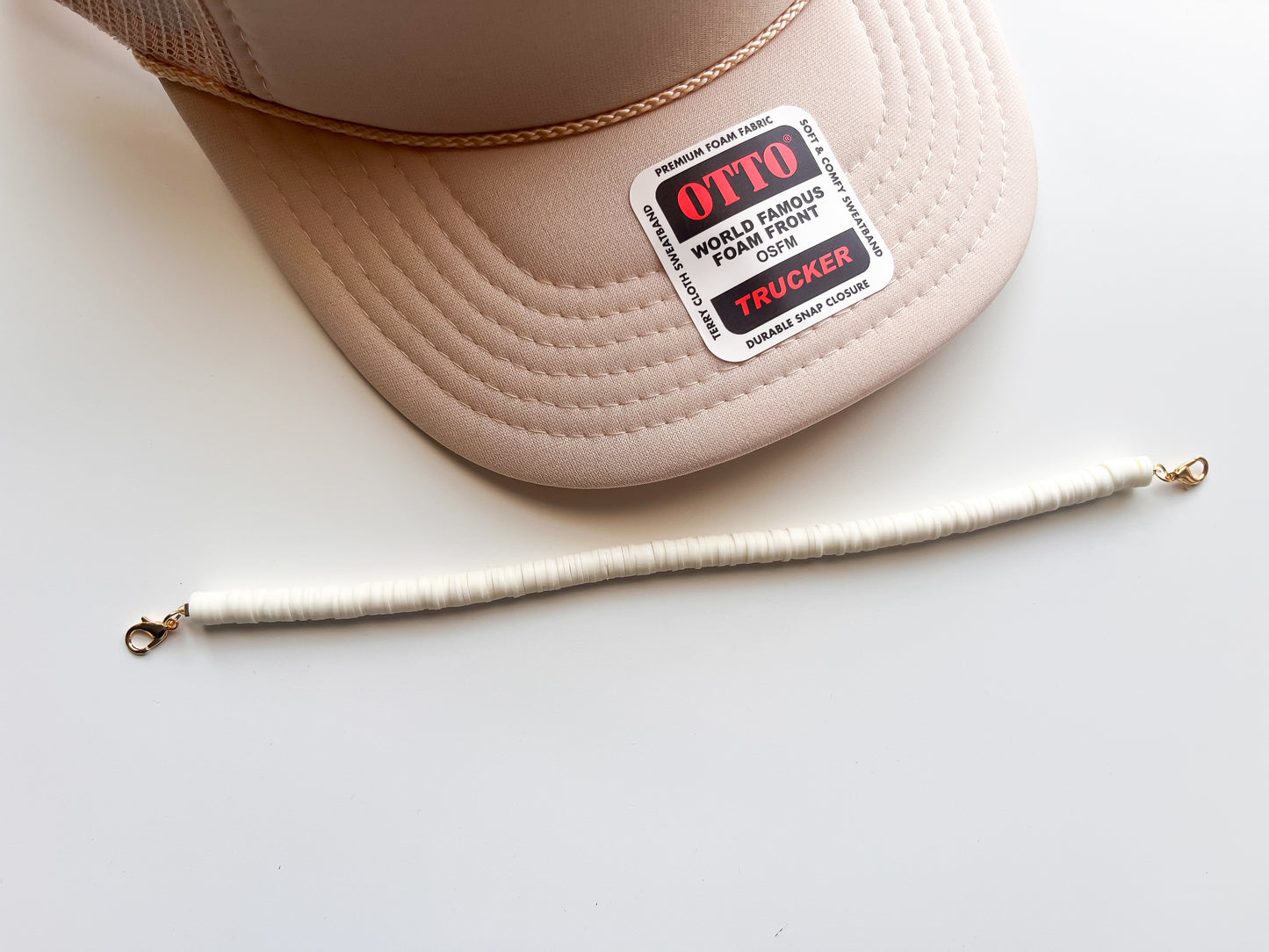 Pale Yellow All clay beaded Trucker Hat Chain
