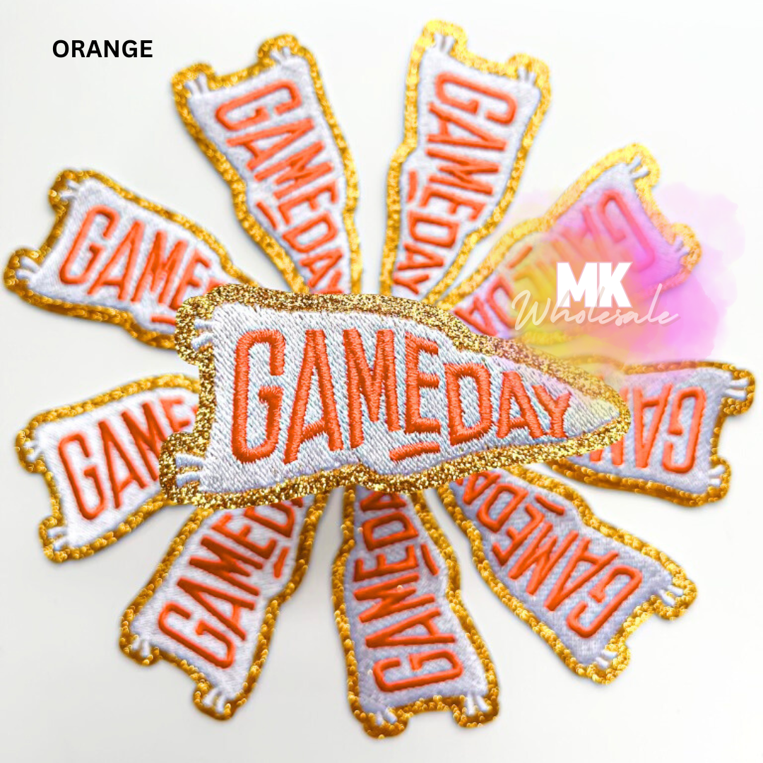 Hat Patch- Embroidered "GAME DAY" Flags