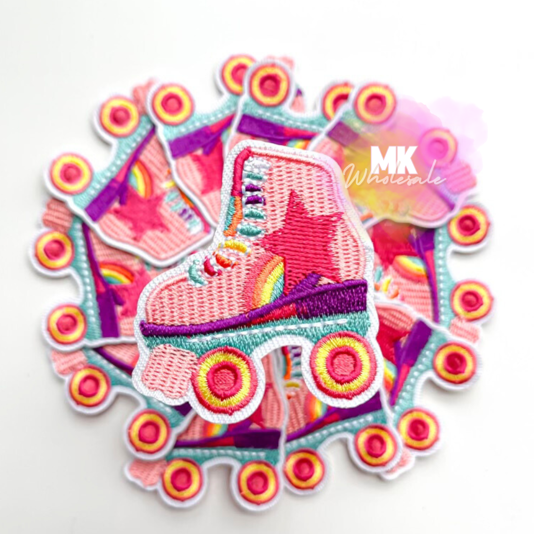 Hat Patch- Embroidered "Pink Star Roller skate"