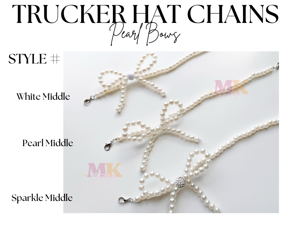 Trucker Hat Chain- Pearl Bows