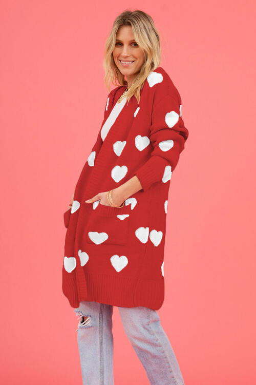 Heart Graphic Cardigan with Pockets