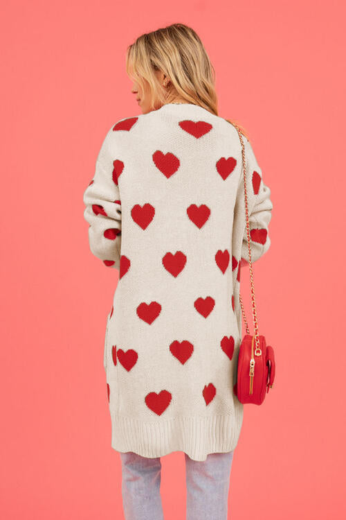Heart Graphic Cardigan with Pockets