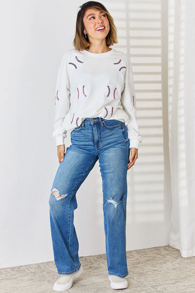 Sequin Baseball Sweatshirt