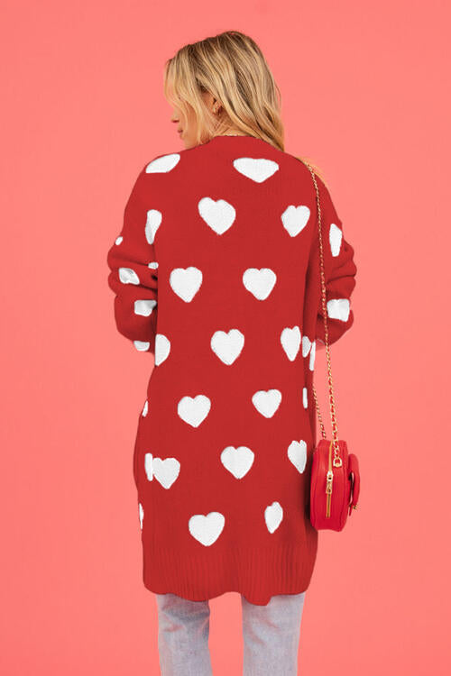 Heart Graphic Cardigan with Pockets