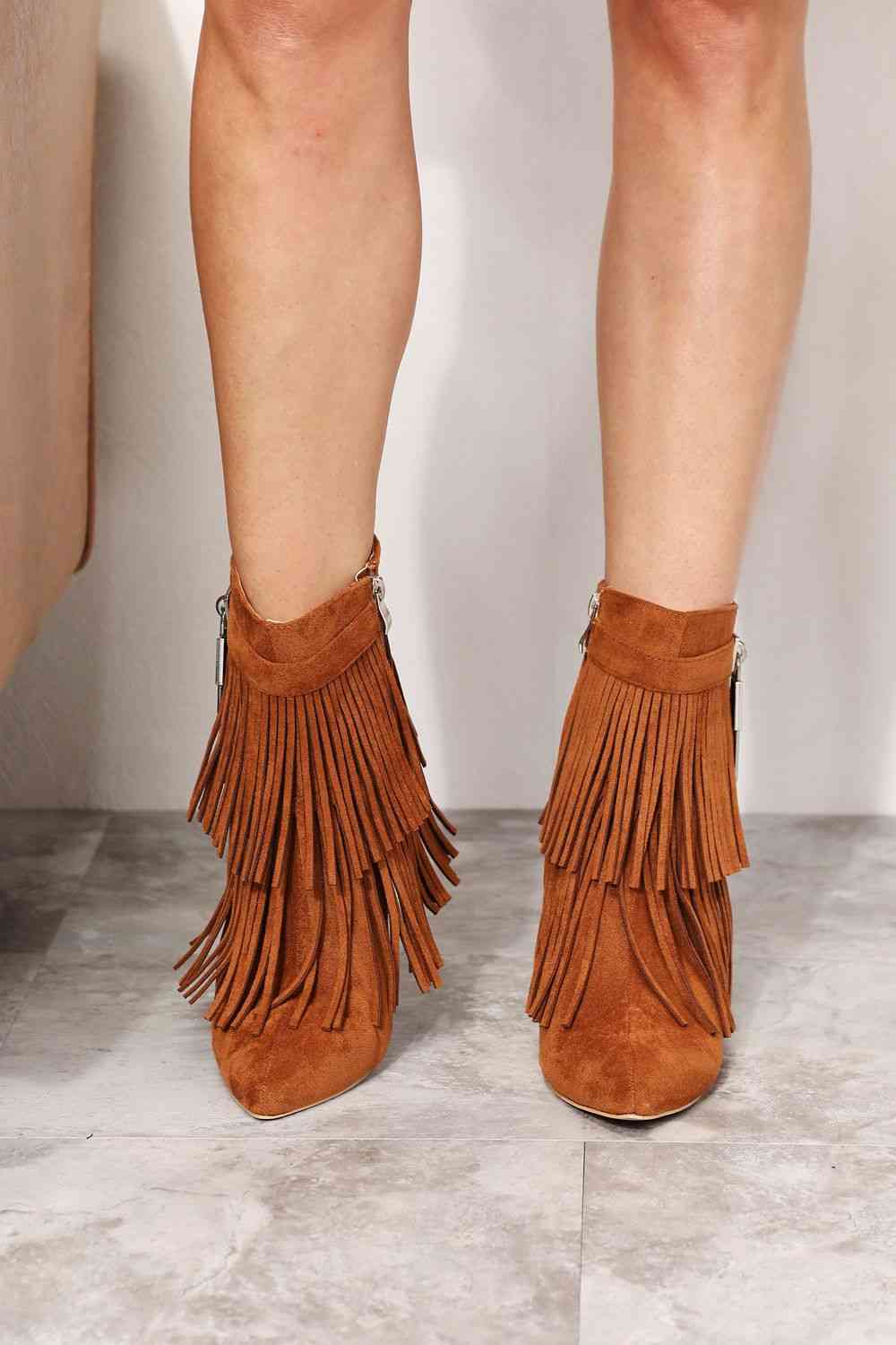 Ochre Women's Tassel Wedge Booties