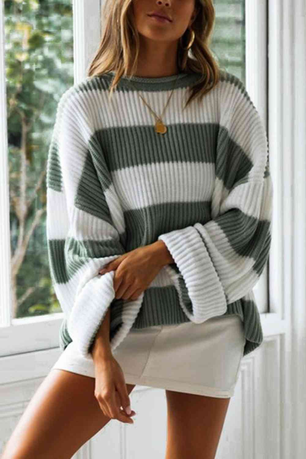 Striped Sleeve Sweater