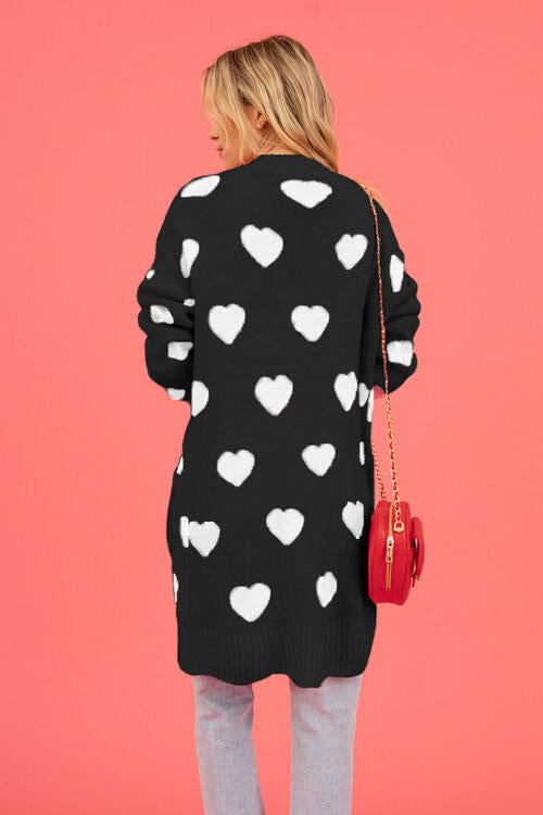 Heart Graphic Cardigan with Pockets