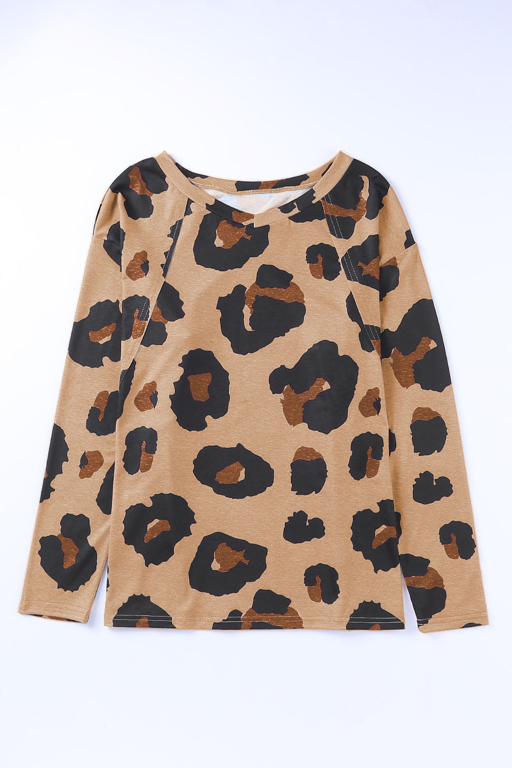 Leopard Print Round Neck Long Sleeve Tee