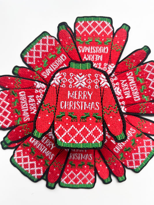 Merry Christmas Sweater Hat Patch