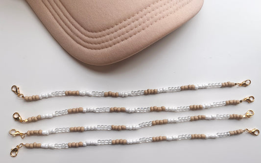 Neutral Beaded Color block trucker Hat Chain
