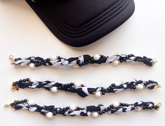 Checkered Block Design Twist Bandana Trucker Hat Chain