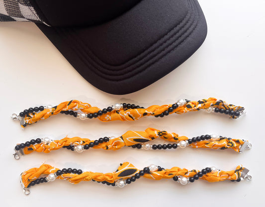 Golden Yellow Design Twist Bandana Trucker Hat Chain