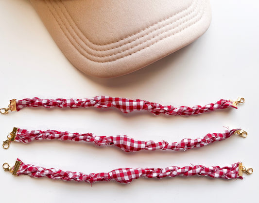 Red Gingham Twist Bandana Trucker Hat Chain