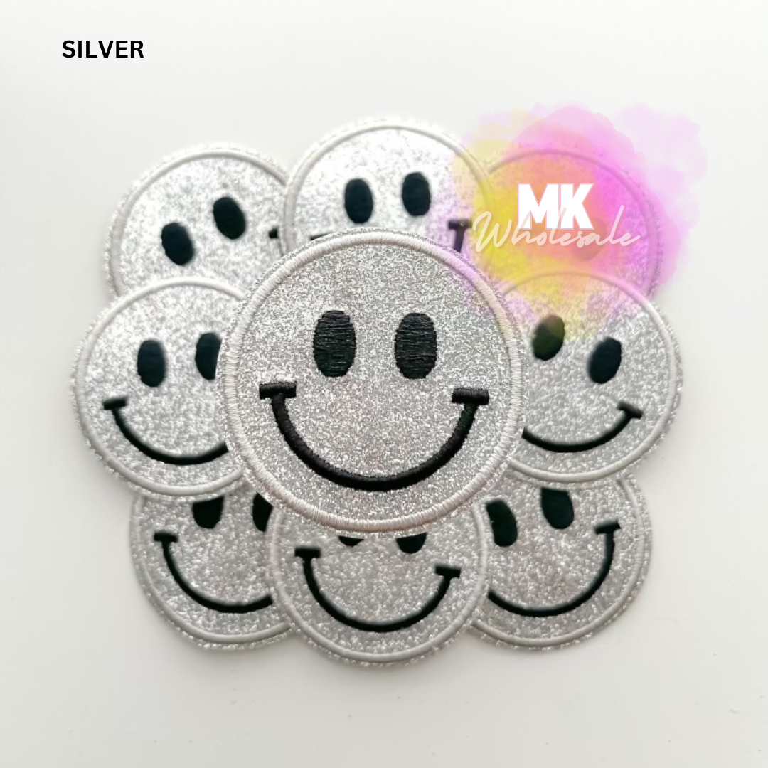 Hat Patch- Embroidered  "Glitter Smileys"