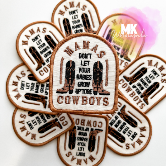 Hat Patch- Embroidered  "Mamas Cowboys"