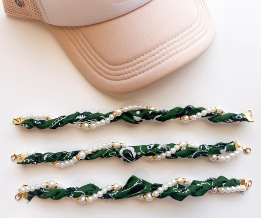 Deep Green Twist Bandana Trucker Hat Chain