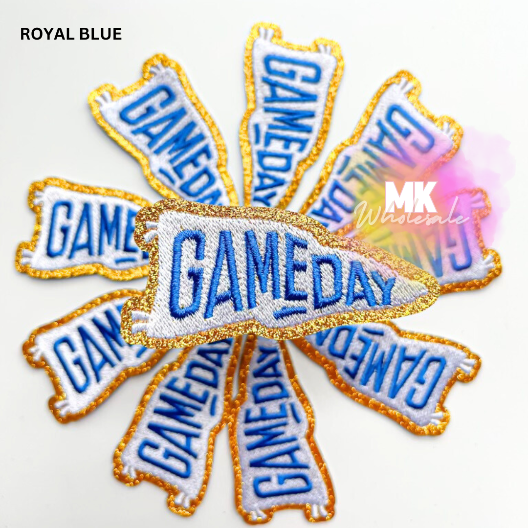 Hat Patch- Embroidered  "GAME DAY" Flags
