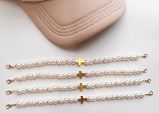Pearls and Cross Trucker Hat Chain