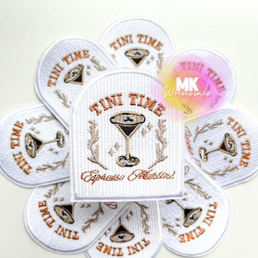 Hat Patch- Embroidered  "Tini Time"