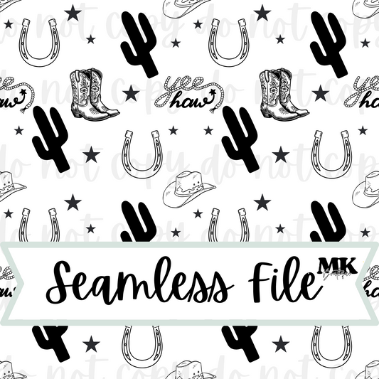 White Western Cactus Seamless File