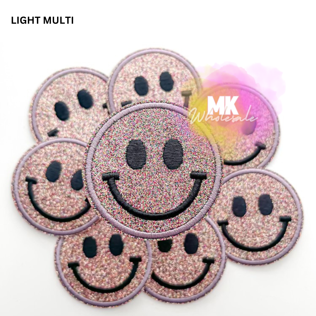 Hat Patch- Embroidered  "Glitter Smileys"