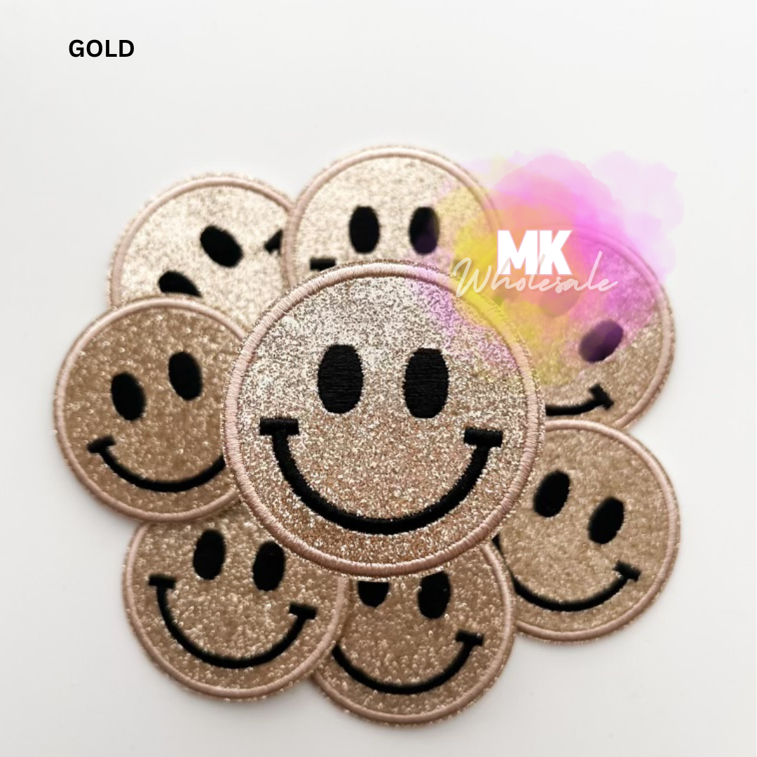 Hat Patch- Embroidered  "Glitter Smileys"