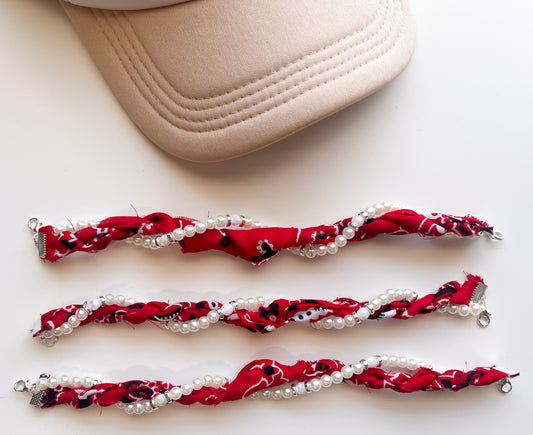 Bright Red Twist Bandana Trucker Hat Chain