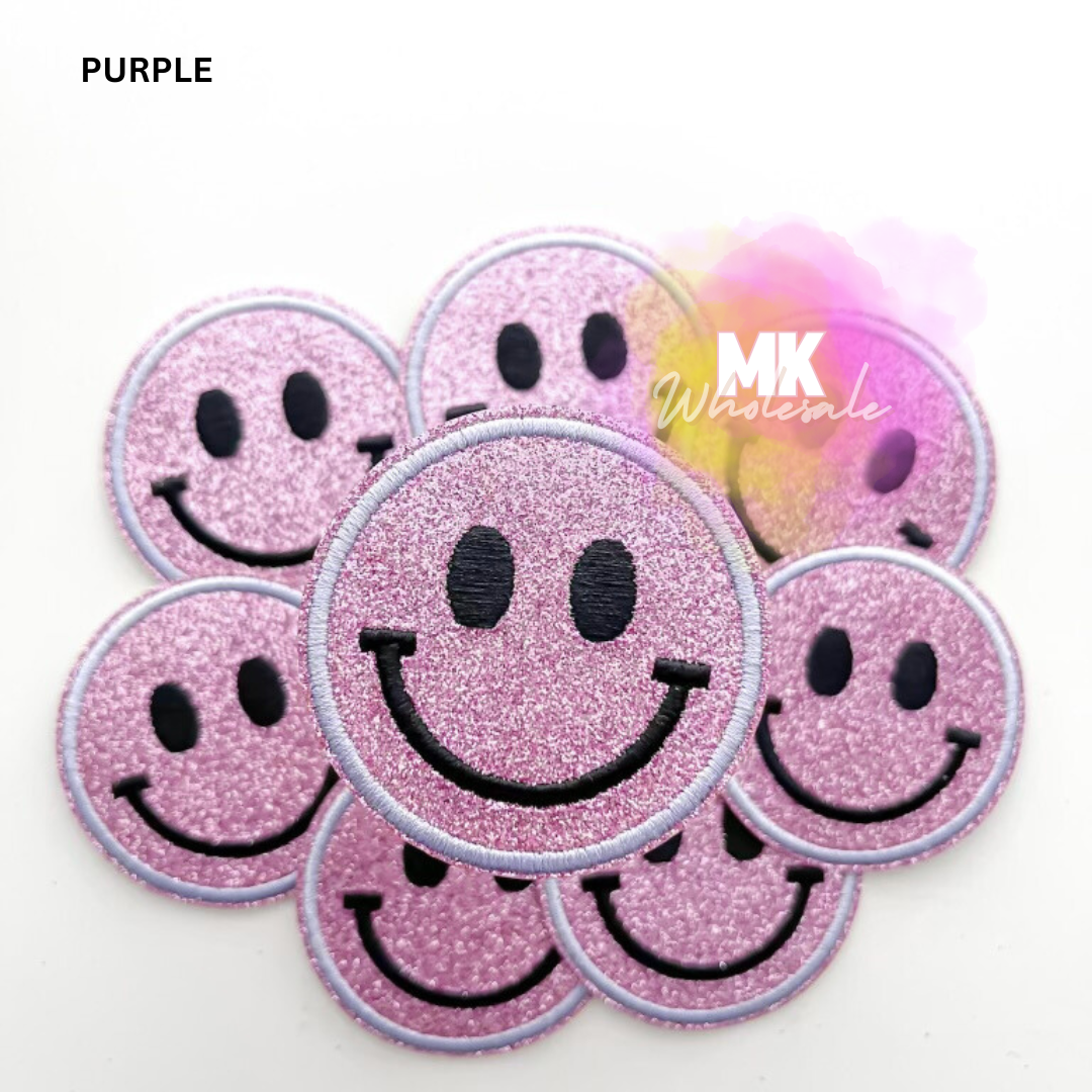 Hat Patch- Embroidered  "Glitter Smileys"