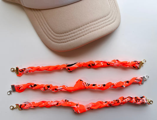 Neon Orange Twist Bandana Trucker Hat Chain