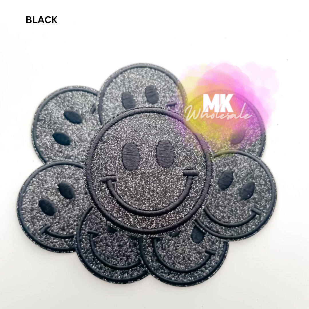 Hat Patch- Embroidered  "Glitter Smileys"