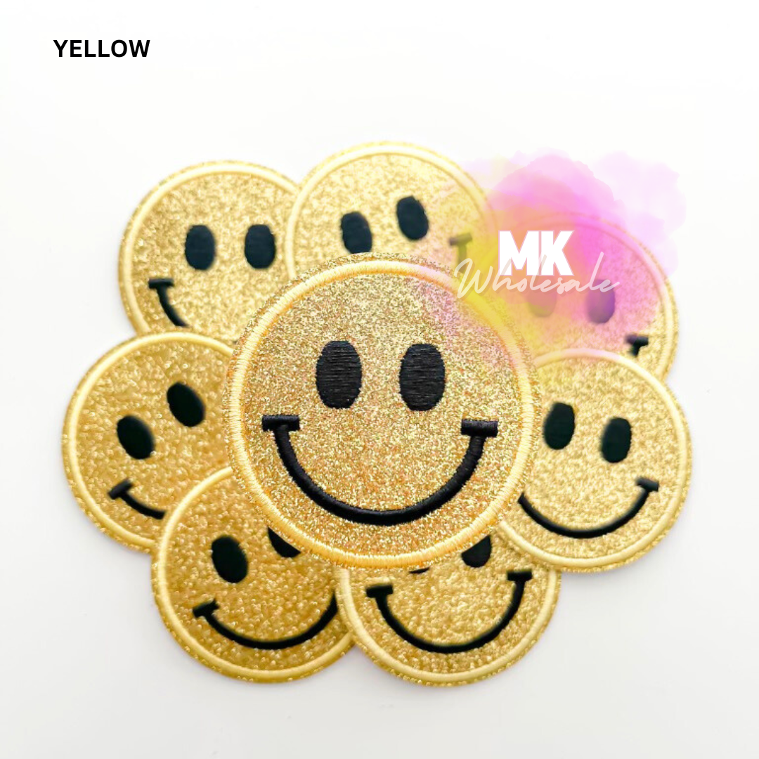 Hat Patch- Embroidered  "Glitter Smileys"