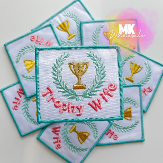 Hat Patch- Embroidered "Trophy Wife"