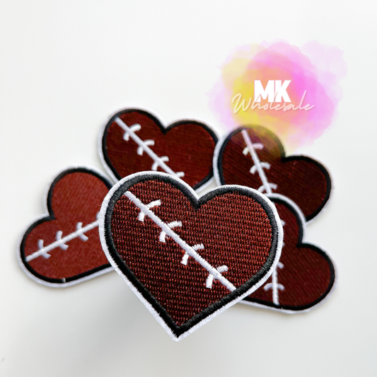 Hat Patch- Embroidered Heart Football laces