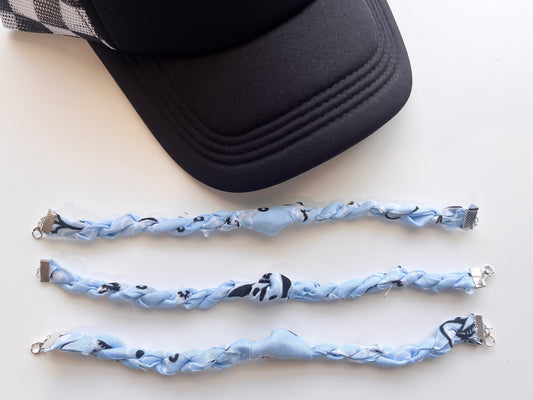 Baby Blue Twist Bandana Trucker Hat Chain