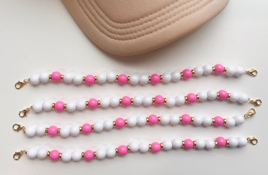 Classy Pink/White Trucker Hat Chain