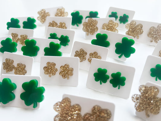 Acrylic Shamrock Stud Earrings