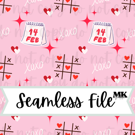 Pink Tic Tac Toe Valentine Seamless File