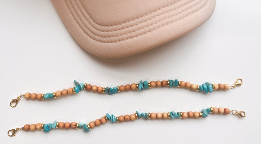 Wood and Turquoise Western Trucker Hat Chain