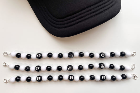 Black/White 8 ball Trucker Hat Chain