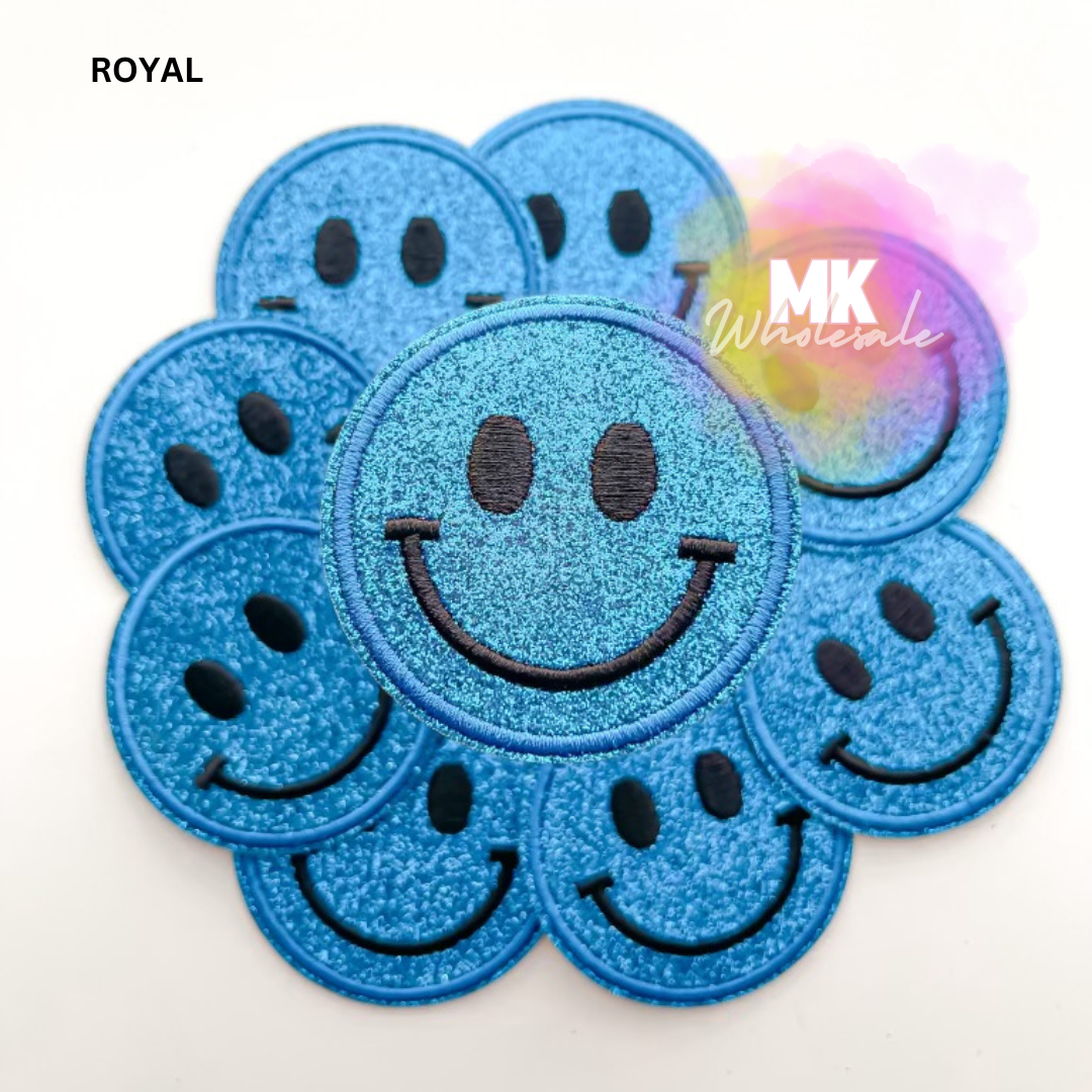 Hat Patch- Embroidered  "Glitter Smileys"