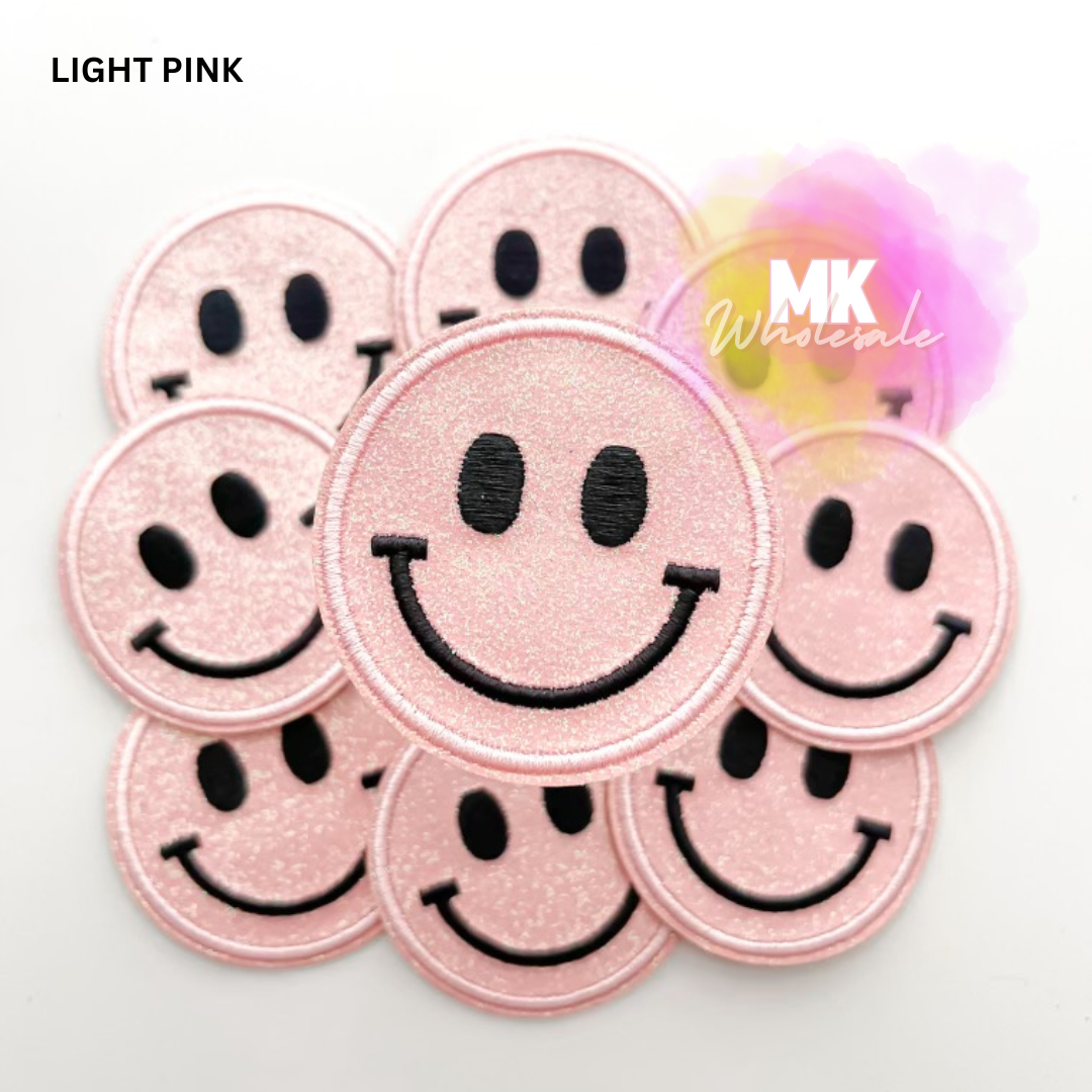 Hat Patch- Embroidered  "Glitter Smileys"